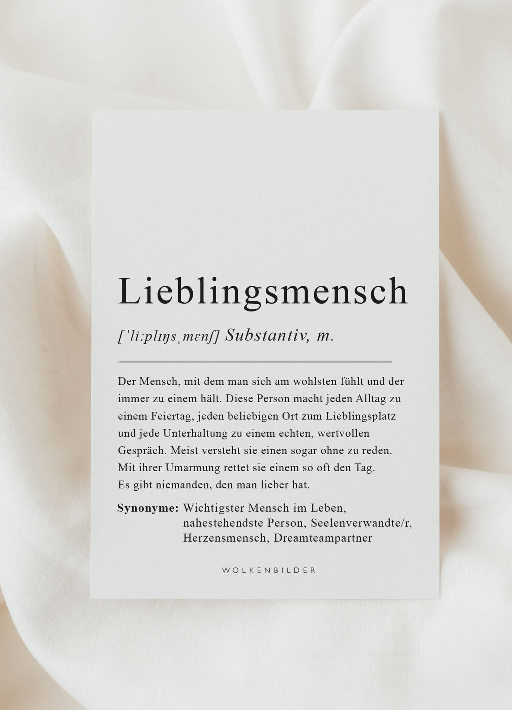 Postkarte No. 186 "LIEBLINGSMENSCH DEFINITION"