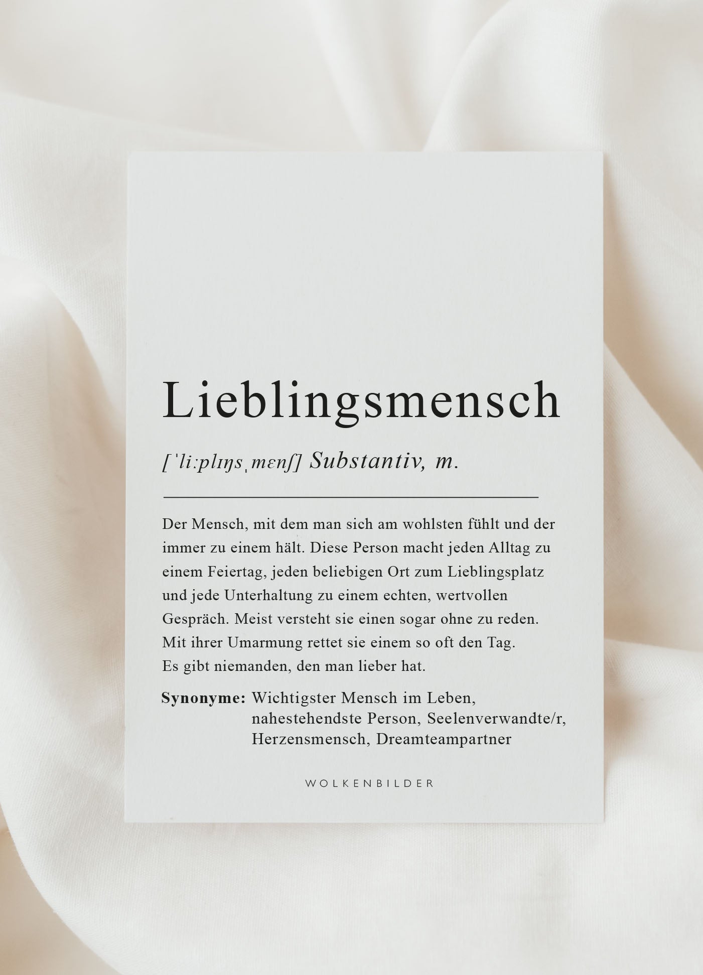 Postkarte No. 186 "LIEBLINGSMENSCH DEFINITION"
