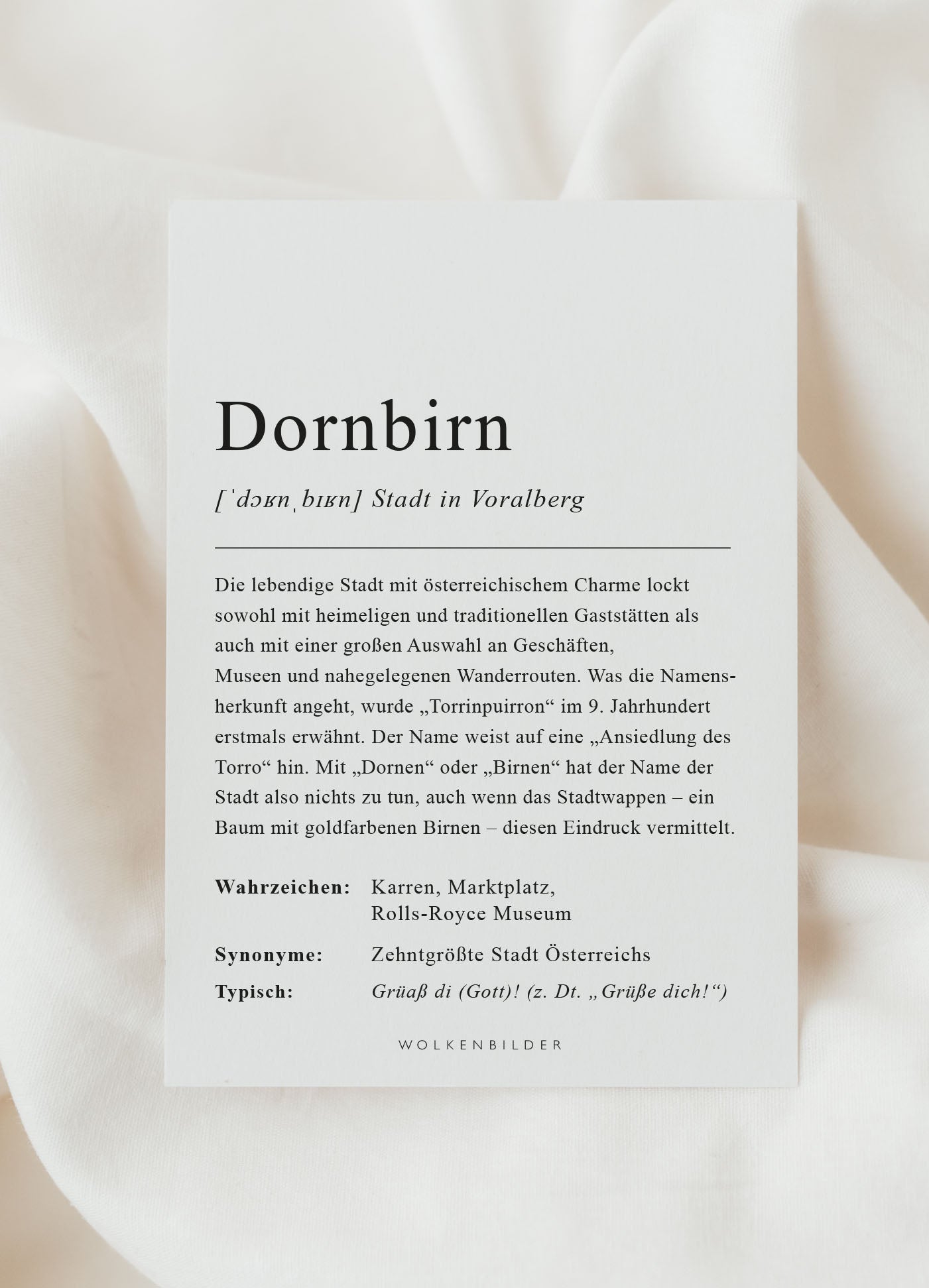 Postkarten Städte Definitionen