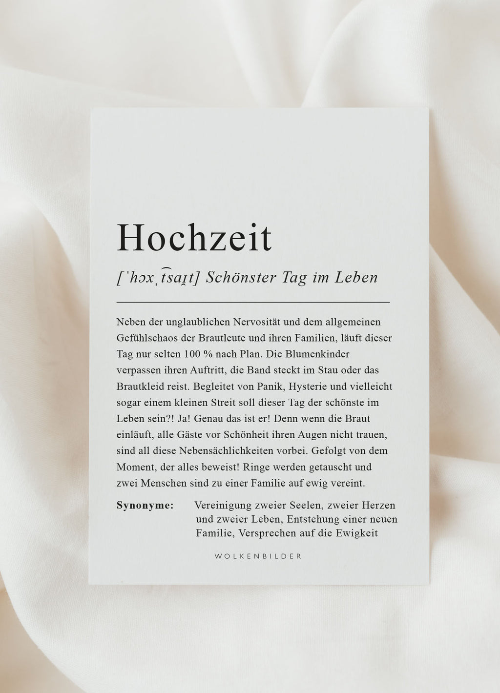 Postkarte No. 198 "HOCHZEIT DEFINITION"
