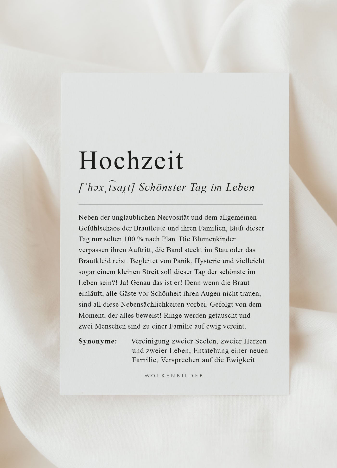 Postkarte No. 198 "HOCHZEIT DEFINITION"