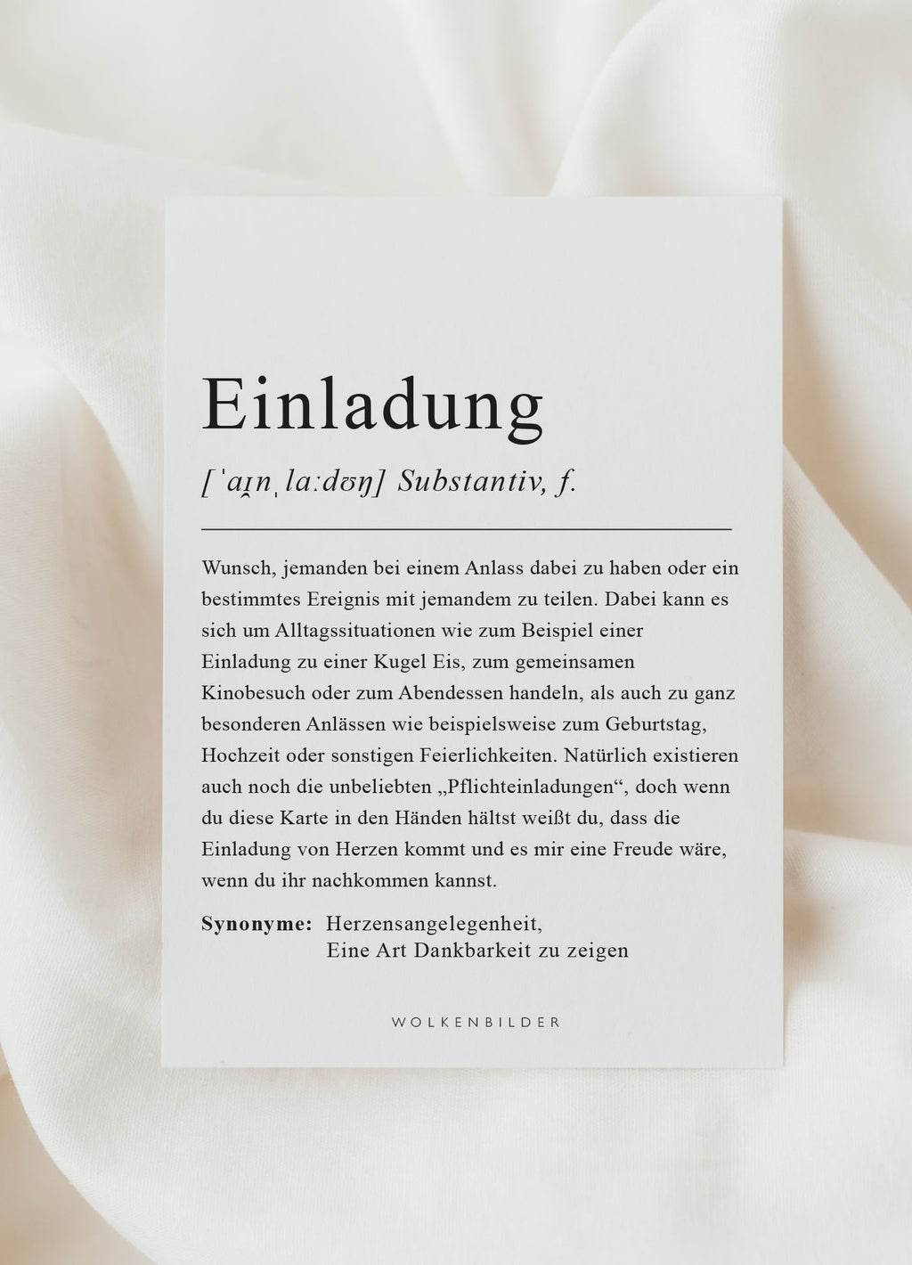 Postkarte No. 200 "EINLADUNG DEFINITION"
