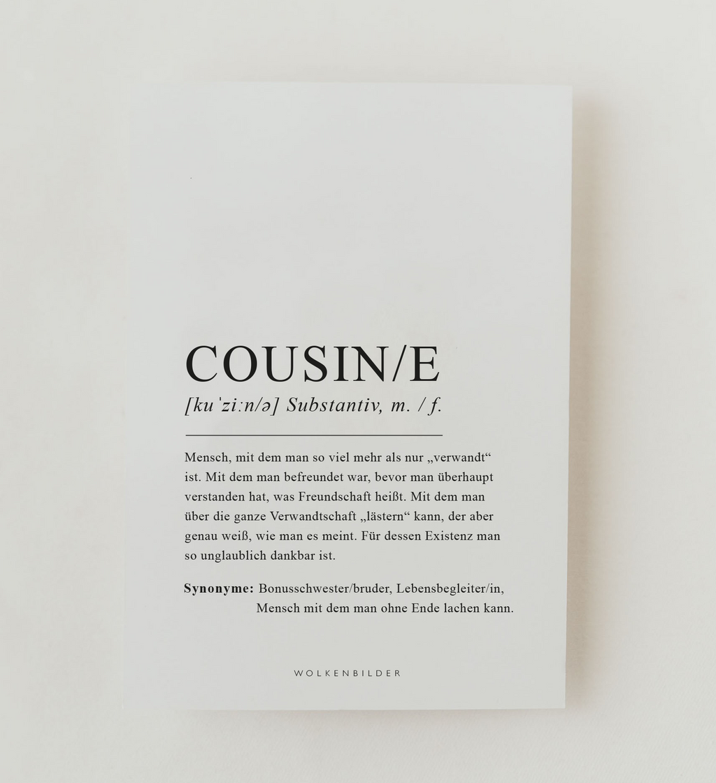 Postkarte No. 56.2 Definition Cousin/e