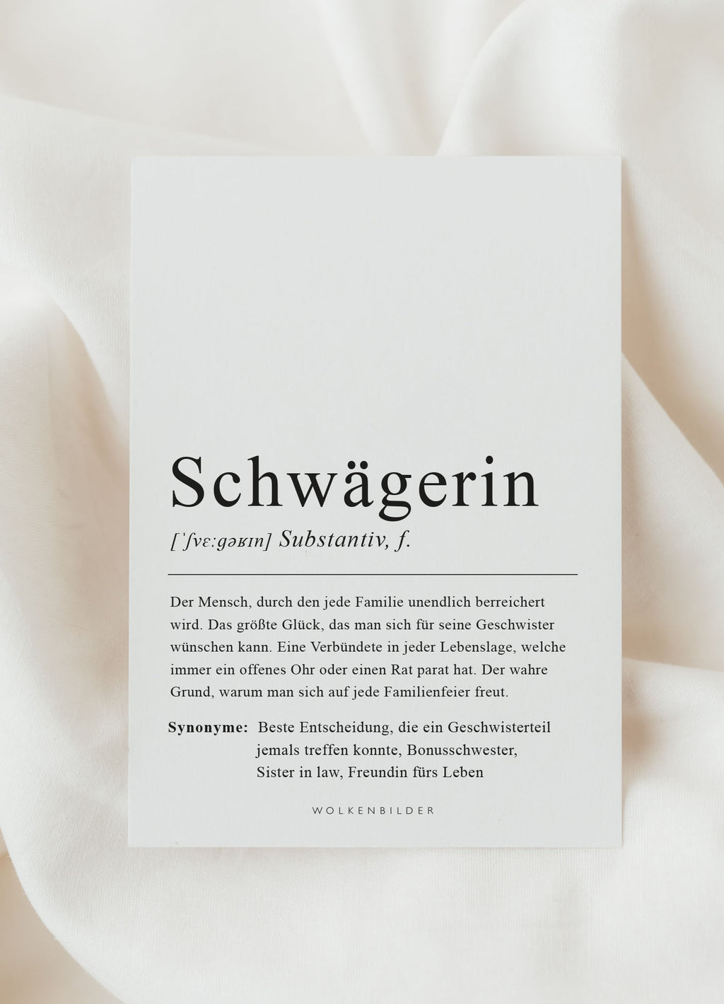 Postkarte No. 7.2 "SCHWÄGERIN DEFINITION"