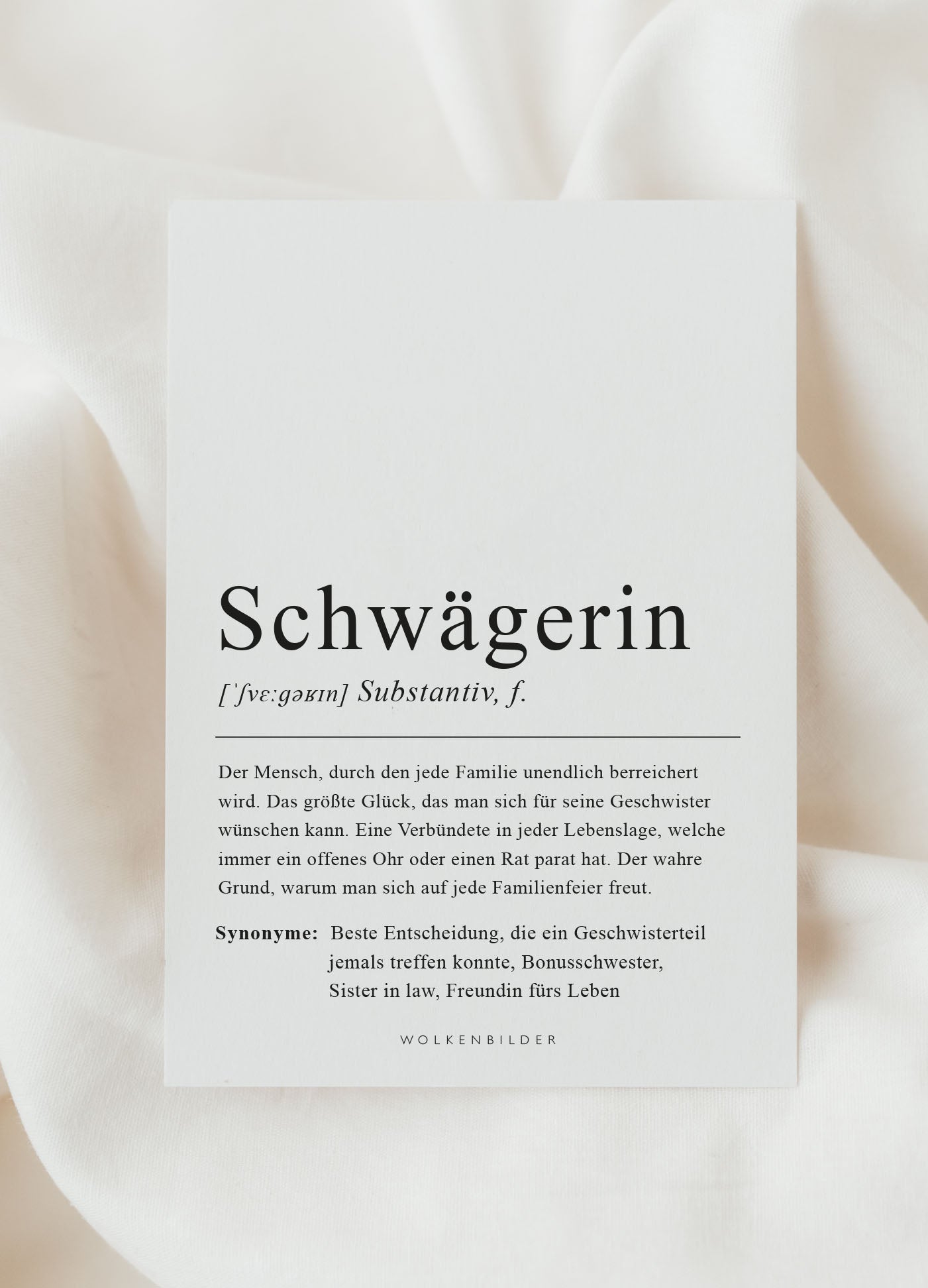 Postkarte No. 7.2 "SCHWÄGERIN DEFINITION"