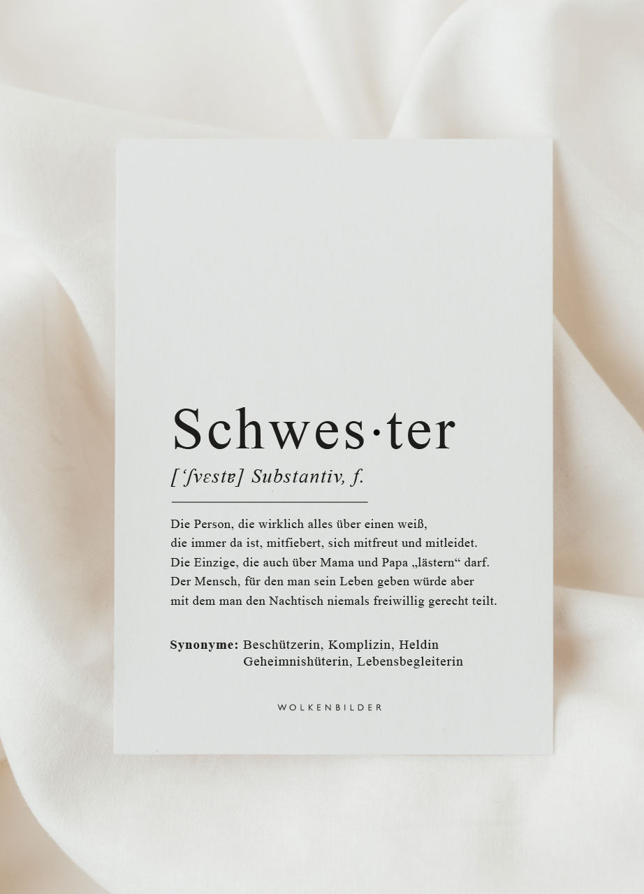 Postkarte No. 83 "SCHWESTER DEFINITION"