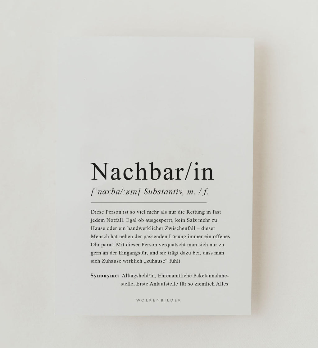 Postkarte No. 90.2 Nachbar/in Definition