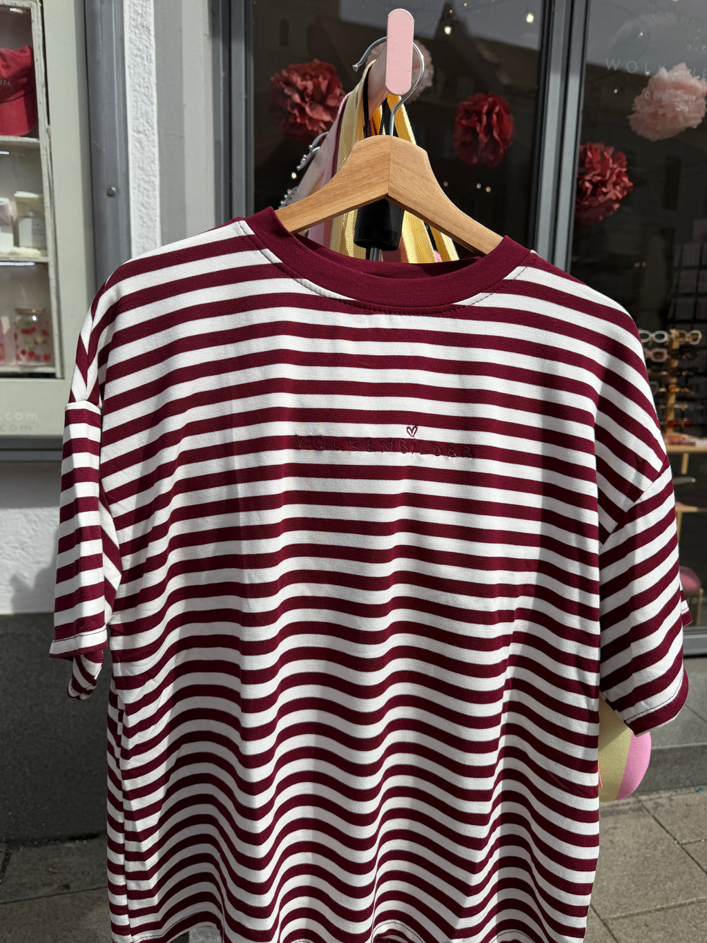 Oversized Shortsleeve stripes (bordeaux / white)