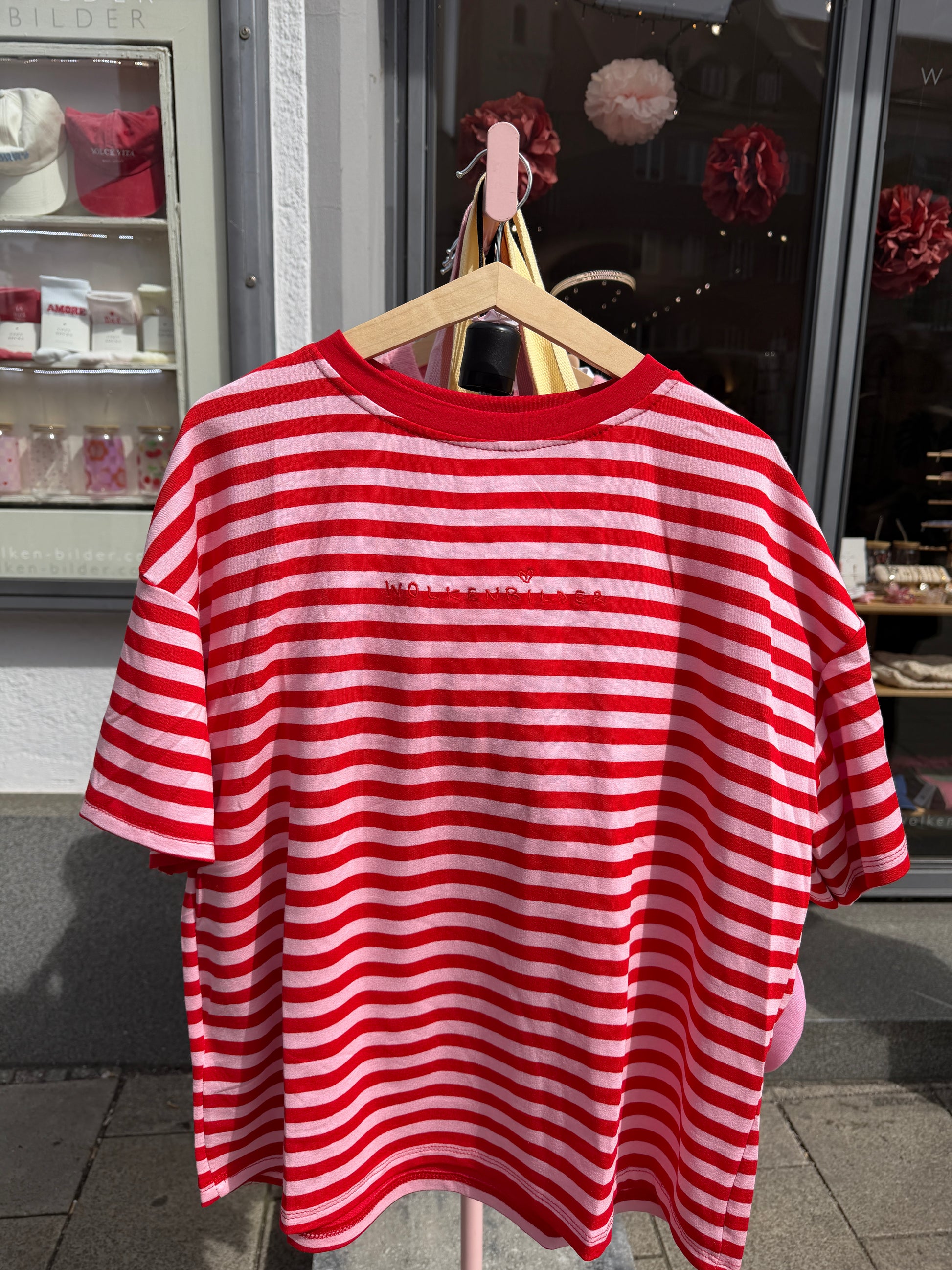 Oversized Shortsleeve stripes (red / pink)