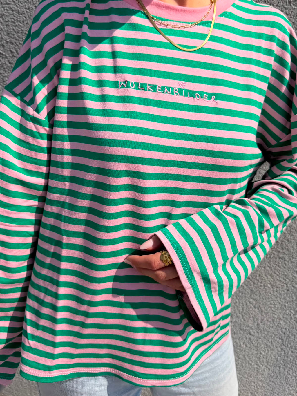 Oversized longsleeve stripes (green/pink)