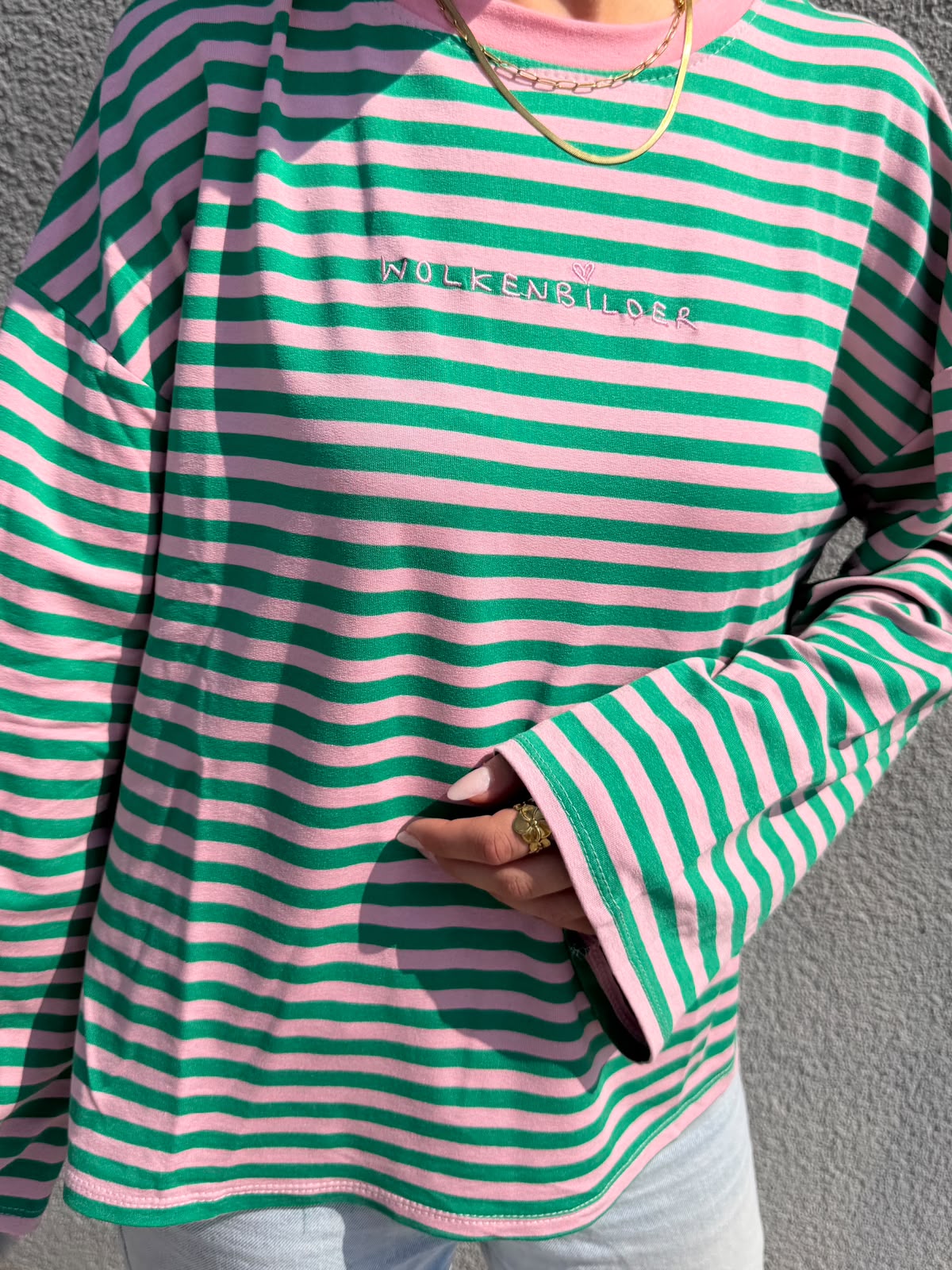 Oversized longsleeve stripes (green/pink)