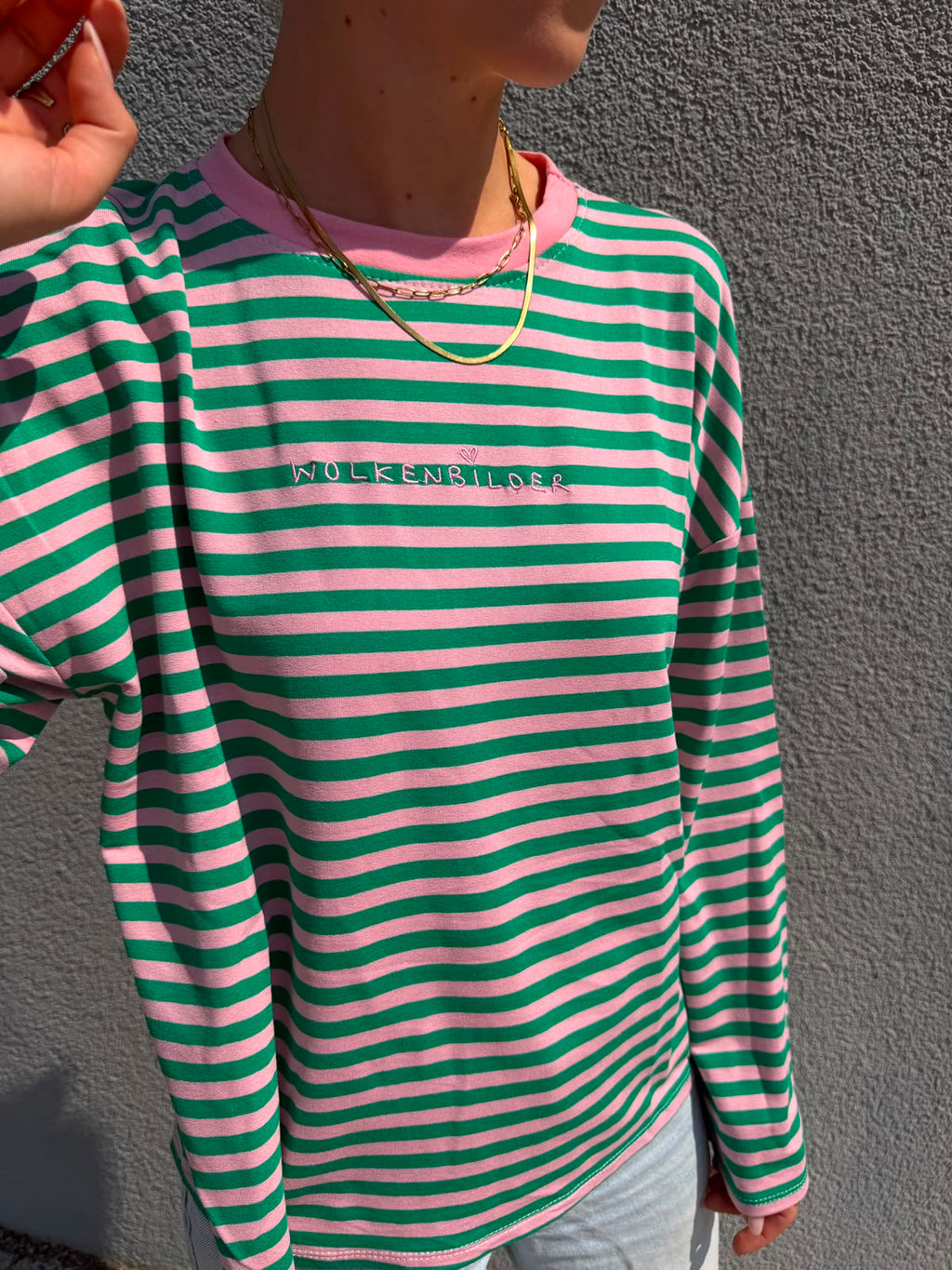 Oversized longsleeve stripes (green/pink)