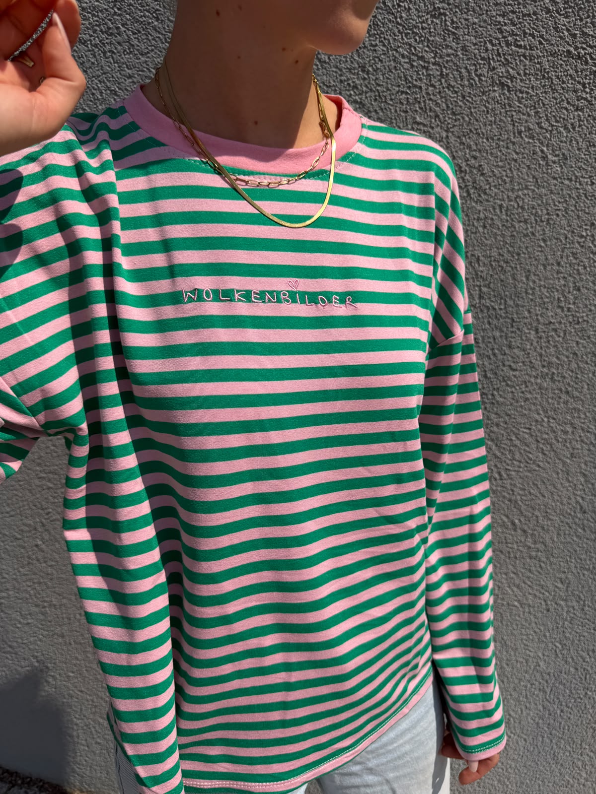 Oversized longsleeve stripes (green/pink)
