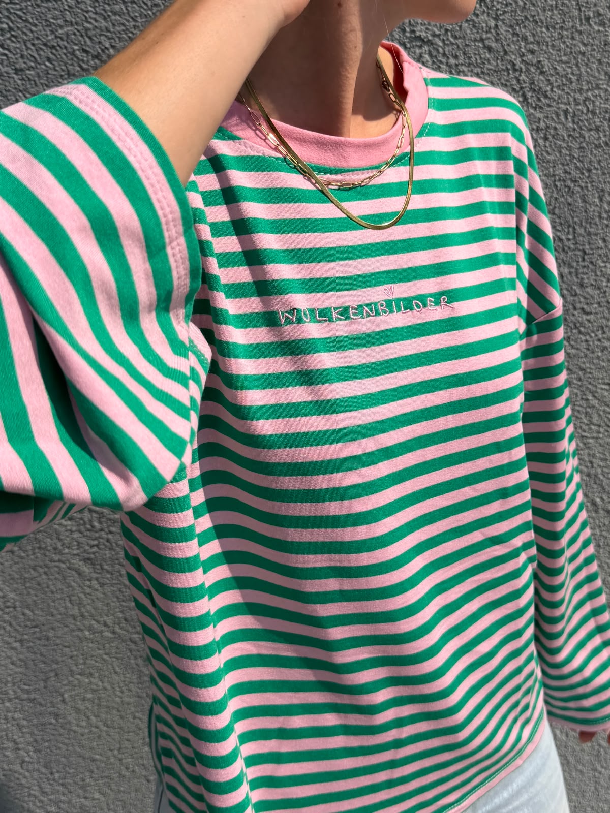 Oversized longsleeve stripes (green/pink)