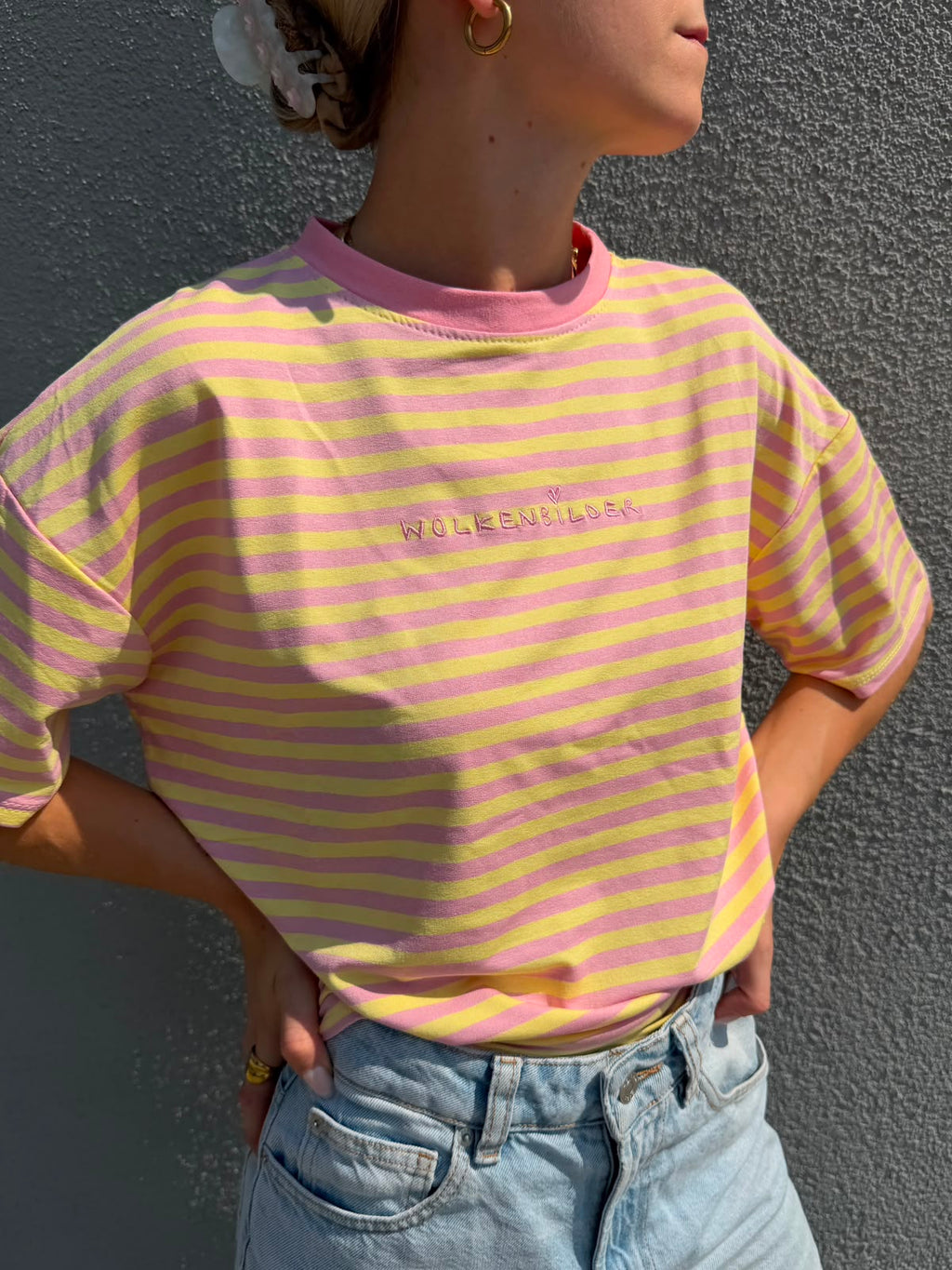 Oversized Shortsleeve stripes (yellow/pink)