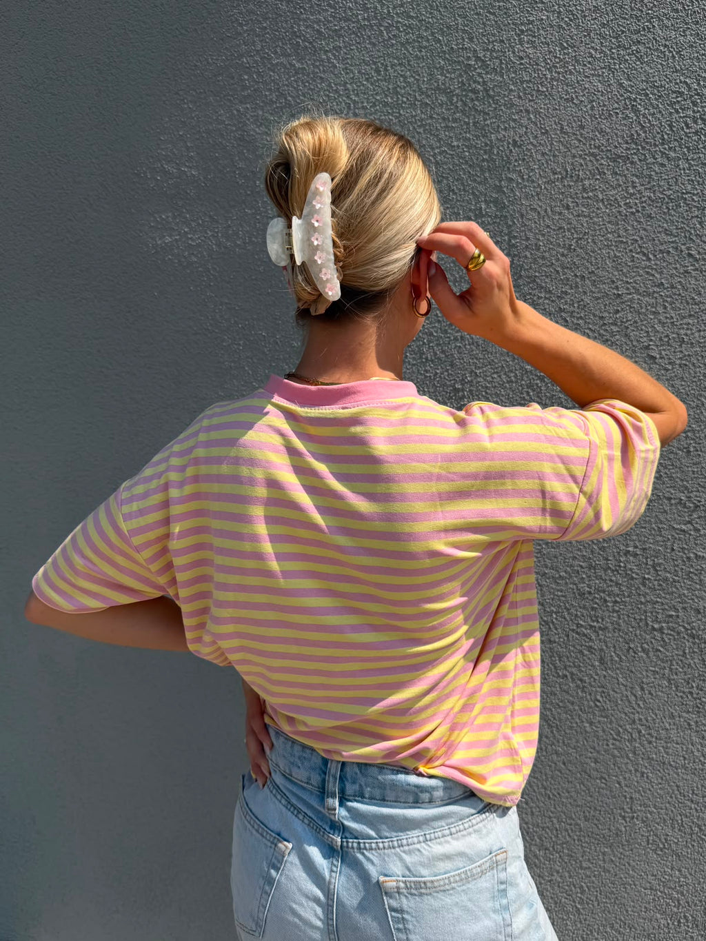 Oversized Shortsleeve stripes (yellow/pink)