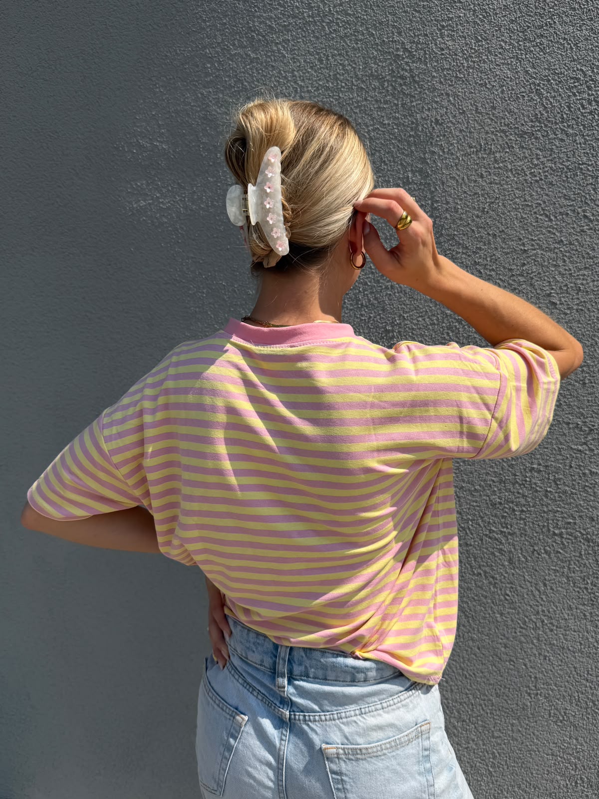 Oversized Shortsleeve stripes (yellow/pink)