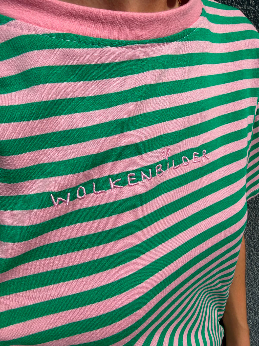Oversized Shortsleeve stripes (green/pink)