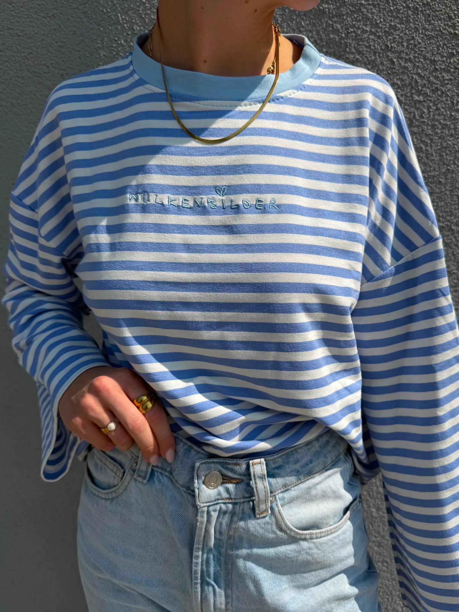 Oversized longsleeve stripes (light blue/white)