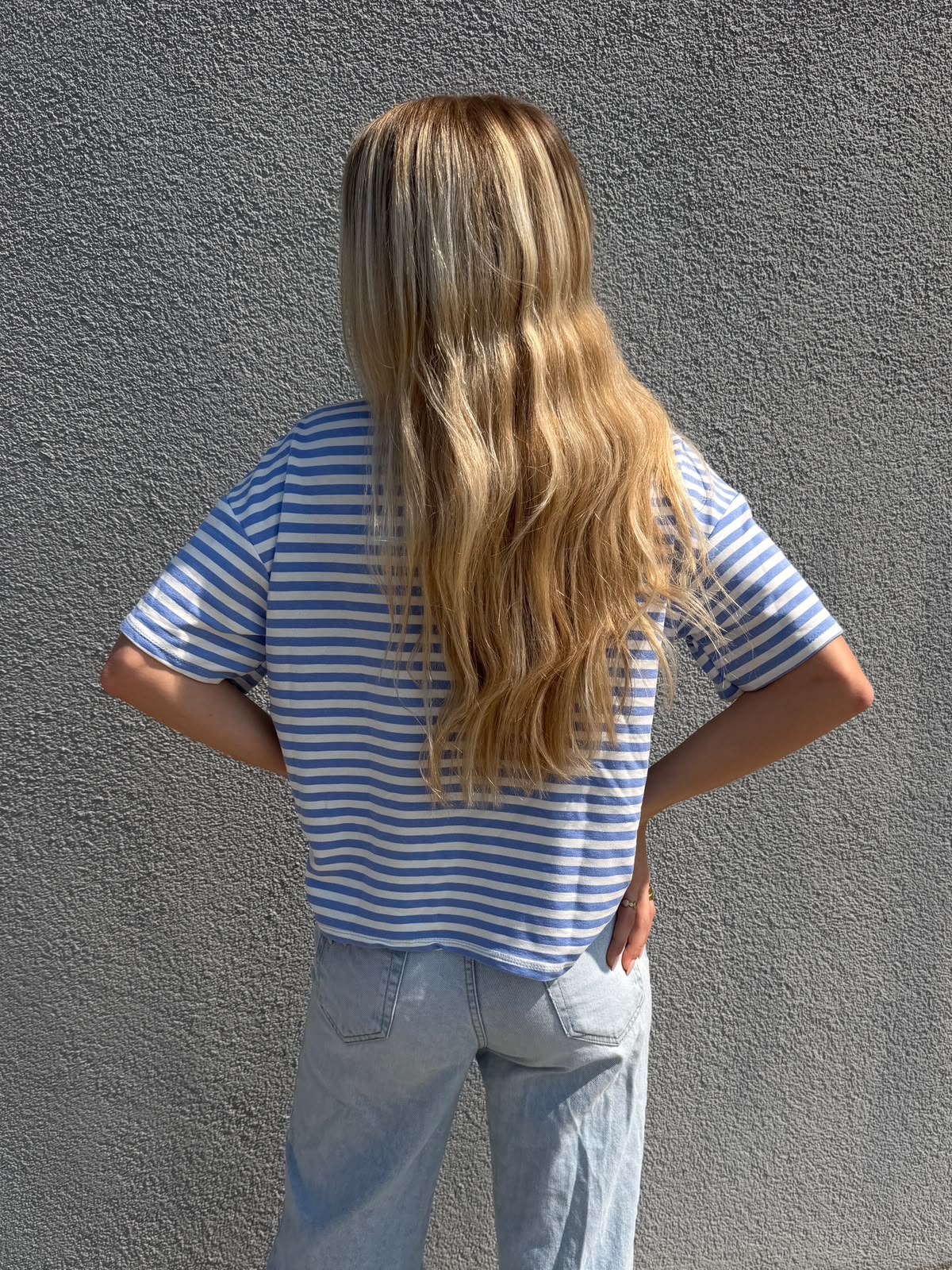 Oversized Shortsleeve stripes (light blue/white)