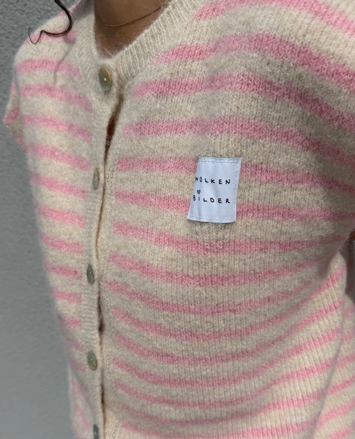 Strickweste "FRIDA" Creme/Rosa