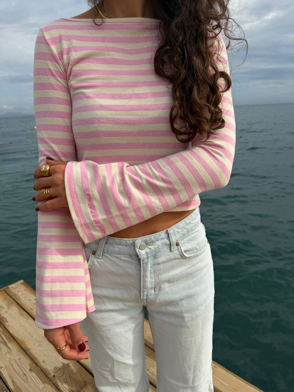 Longsleeve "BLAIRE" Creme/Rosa