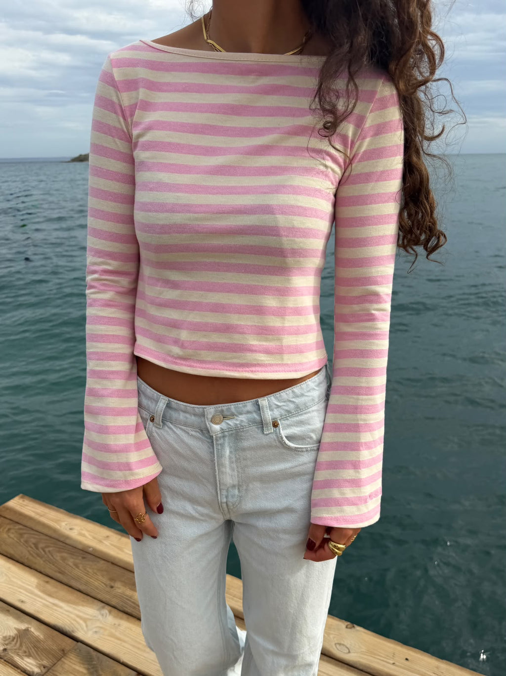 Longsleeve "BLAIRE" Creme/Rosa
