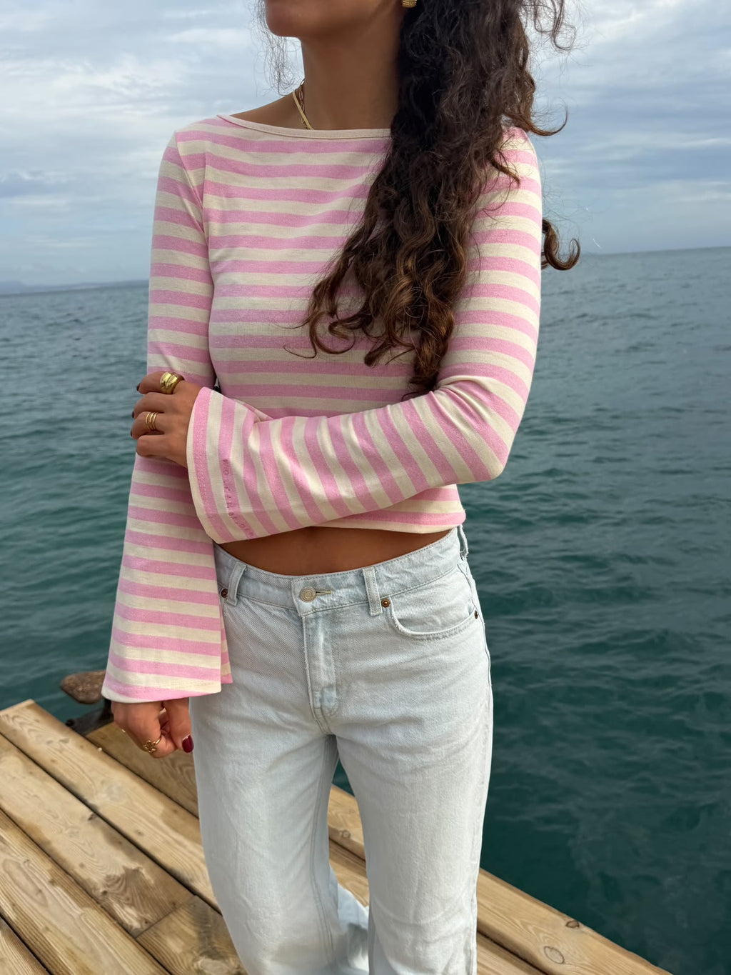 Longsleeve "BLAIRE" Creme/Rosa