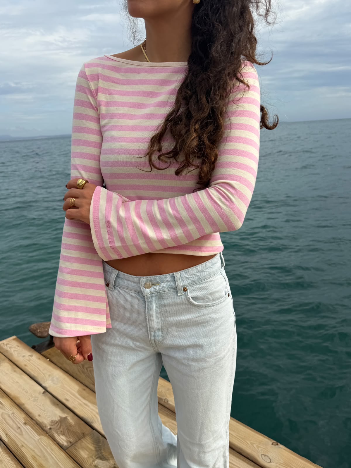 Longsleeve "BLAIRE" Creme/Rosa
