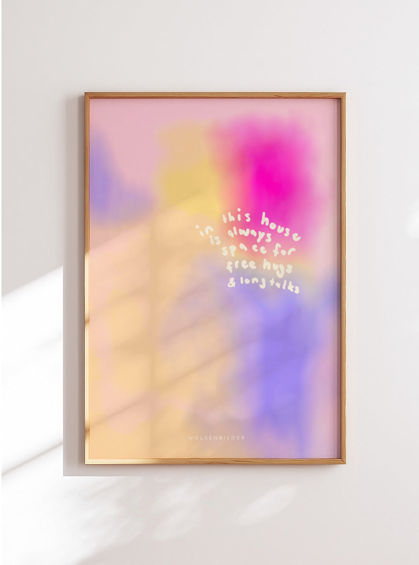 Poster No. 54 "LONG TALKS & FREE HUGS" bunt